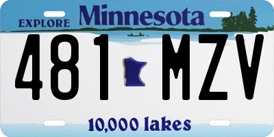 MN license plate 481MZV