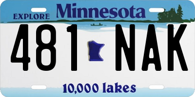 MN license plate 481NAK