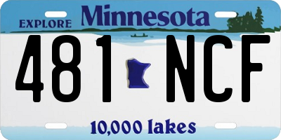 MN license plate 481NCF