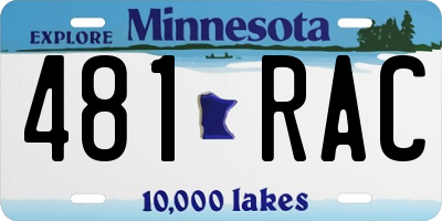 MN license plate 481RAC