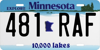 MN license plate 481RAF