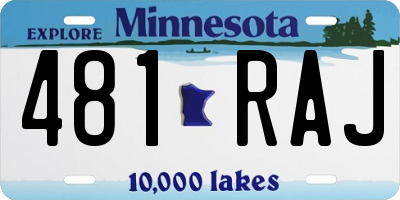 MN license plate 481RAJ
