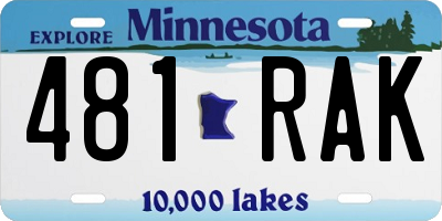 MN license plate 481RAK