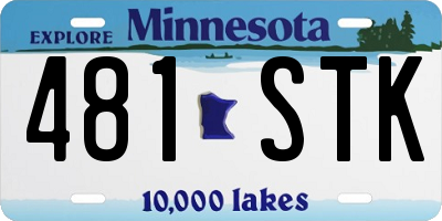 MN license plate 481STK