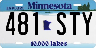 MN license plate 481STY