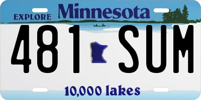 MN license plate 481SUM