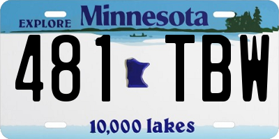 MN license plate 481TBW