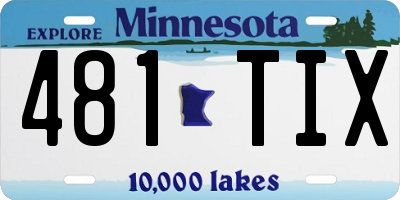 MN license plate 481TIX