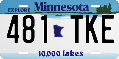 MN license plate 481TKE