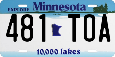 MN license plate 481TOA