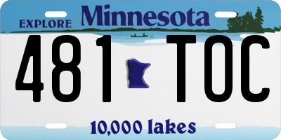 MN license plate 481TOC
