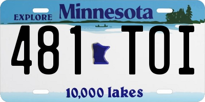 MN license plate 481TOI