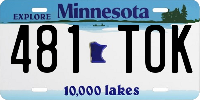 MN license plate 481TOK