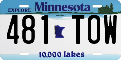 MN license plate 481TOW