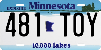 MN license plate 481TOY
