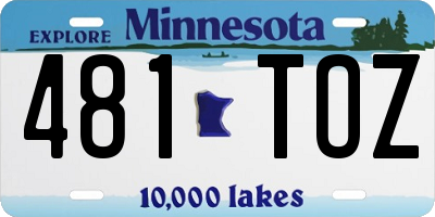 MN license plate 481TOZ