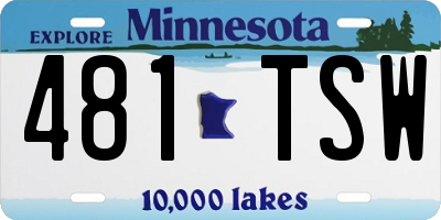 MN license plate 481TSW