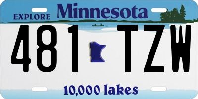 MN license plate 481TZW