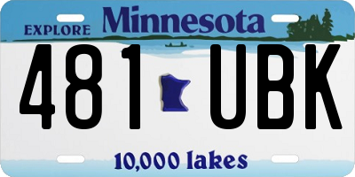MN license plate 481UBK