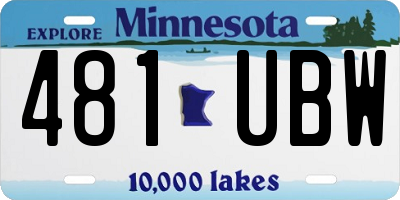 MN license plate 481UBW