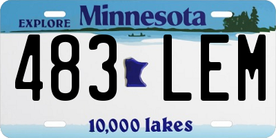 MN license plate 483LEM