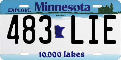 MN license plate 483LIE