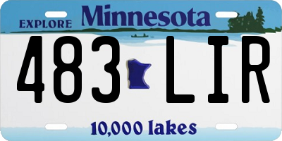 MN license plate 483LIR