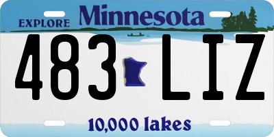 MN license plate 483LIZ