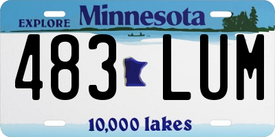 MN license plate 483LUM