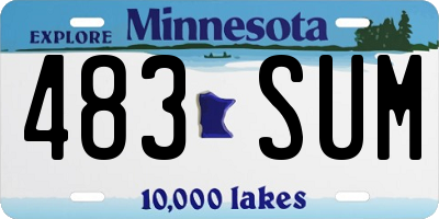 MN license plate 483SUM