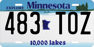 MN license plate 483TOZ