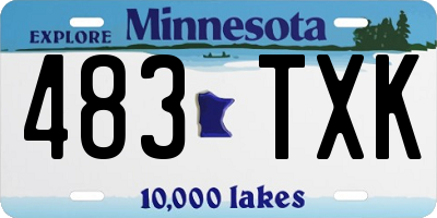 MN license plate 483TXK