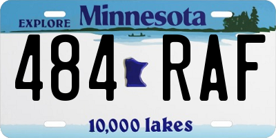 MN license plate 484RAF