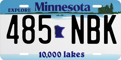 MN license plate 485NBK