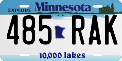 MN license plate 485RAK