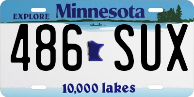 MN license plate 486SUX
