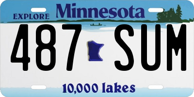 MN license plate 487SUM