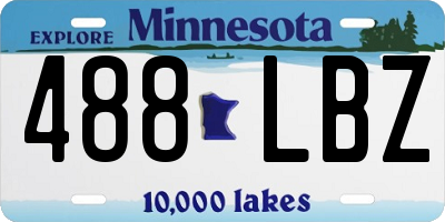 MN license plate 488LBZ