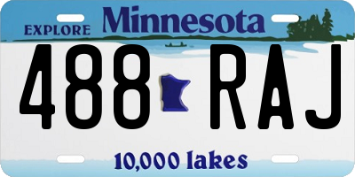 MN license plate 488RAJ