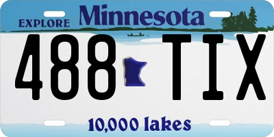 MN license plate 488TIX