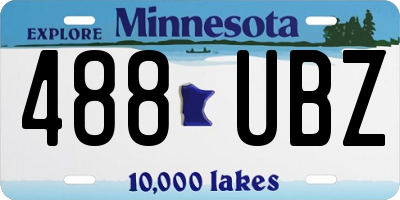 MN license plate 488UBZ