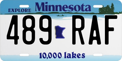 MN license plate 489RAF