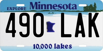 MN license plate 490LAK