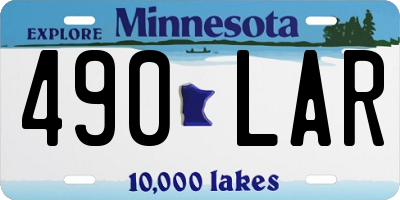 MN license plate 490LAR