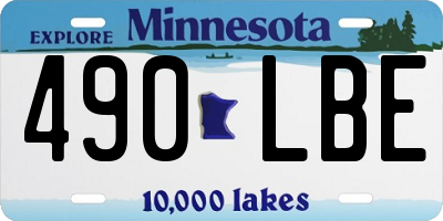 MN license plate 490LBE