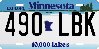 MN license plate 490LBK