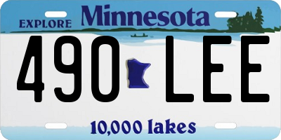 MN license plate 490LEE