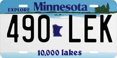 MN license plate 490LEK
