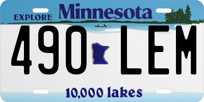 MN license plate 490LEM