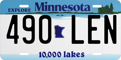 MN license plate 490LEN